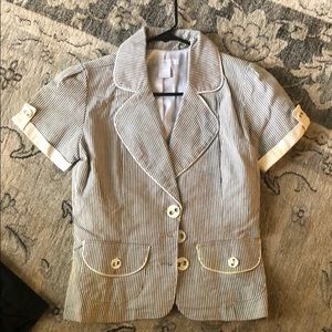 Pinstriped Short Sleeve Blazer